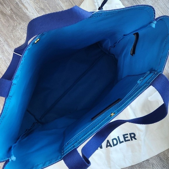Jonathan Adler White Navy Feather Medallion 2 Sided Beach Talulla Large Tote NWT - Picture 11 of 16